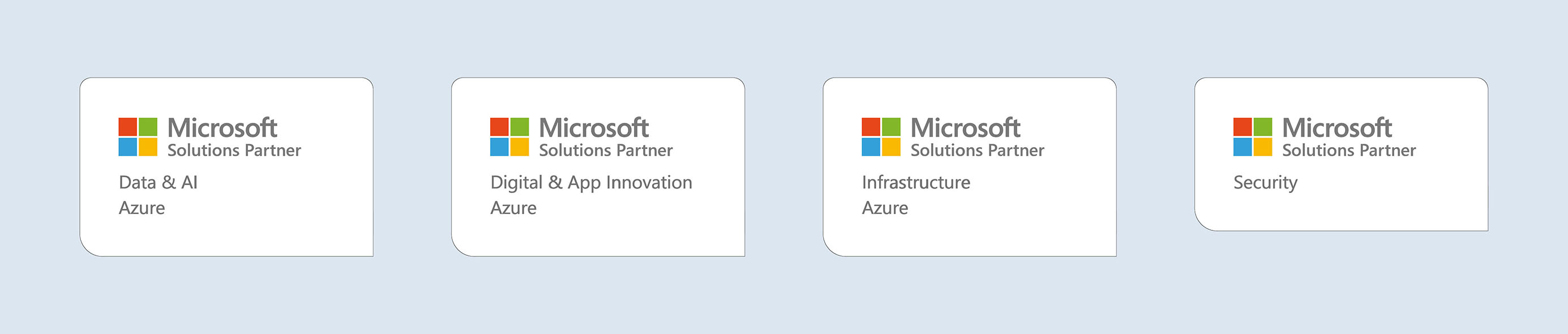 Microsoft（マイクロソフト） ソリューション パートナー 認定 - Data & AI, Digital & App Innovation, Infrastructure, Security